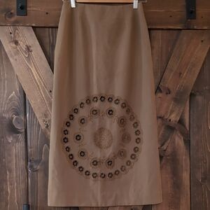 NWT Sea New York Brown Embroidered Pencil Skirt